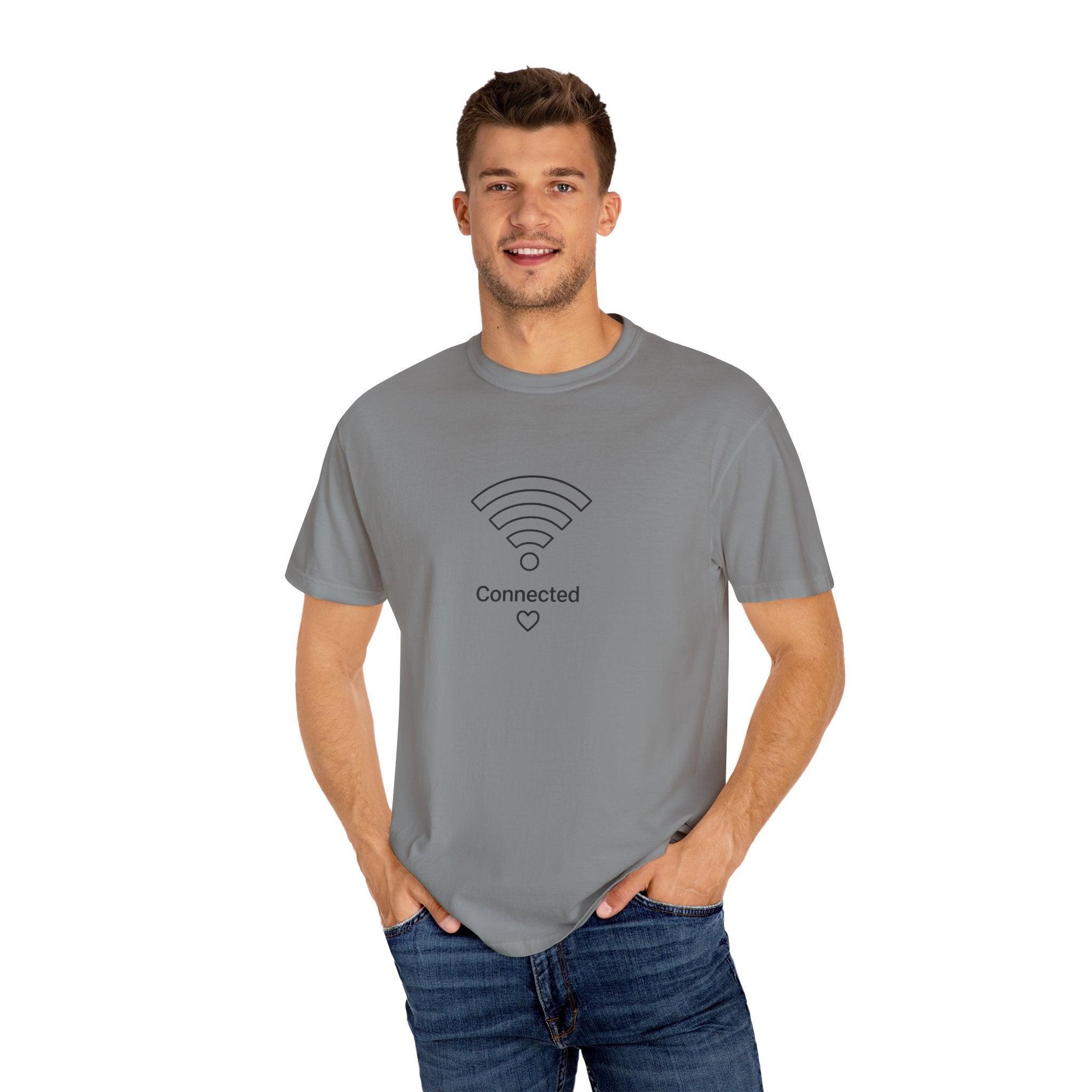 Couple Tee, Wifi, Connected, Unisex Garment-Dyed T-shirt