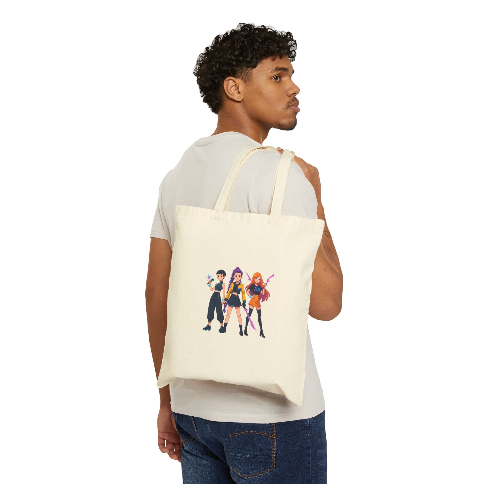 Cute Cartoon Character Tote Bag, Eco-Friendly Shopping Tote, Gift for Friends, Beach Tote, Everyday Use Bag, Fun Canvas Bag