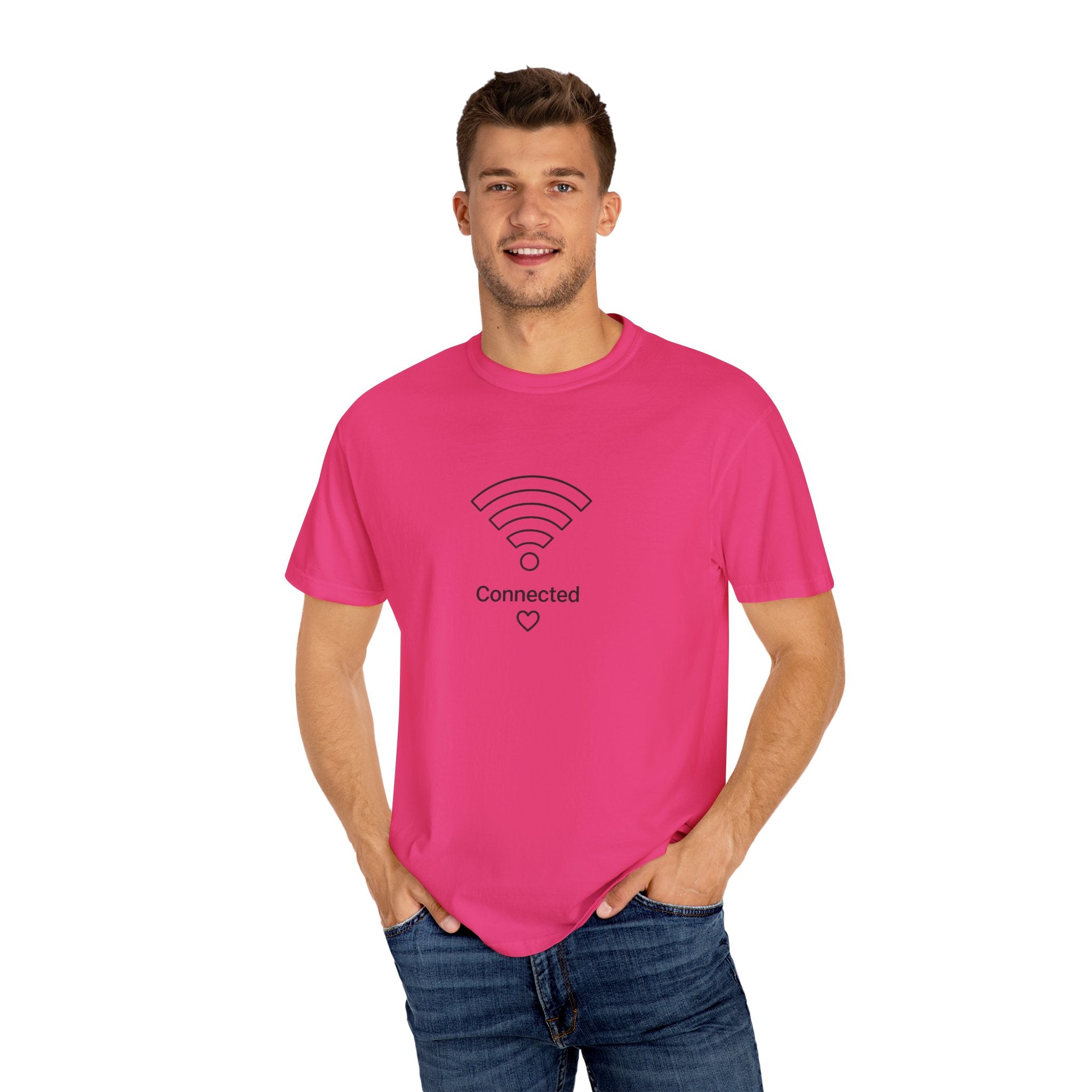 Couple Tee, Wifi, Connected, Unisex Garment-Dyed T-shirt