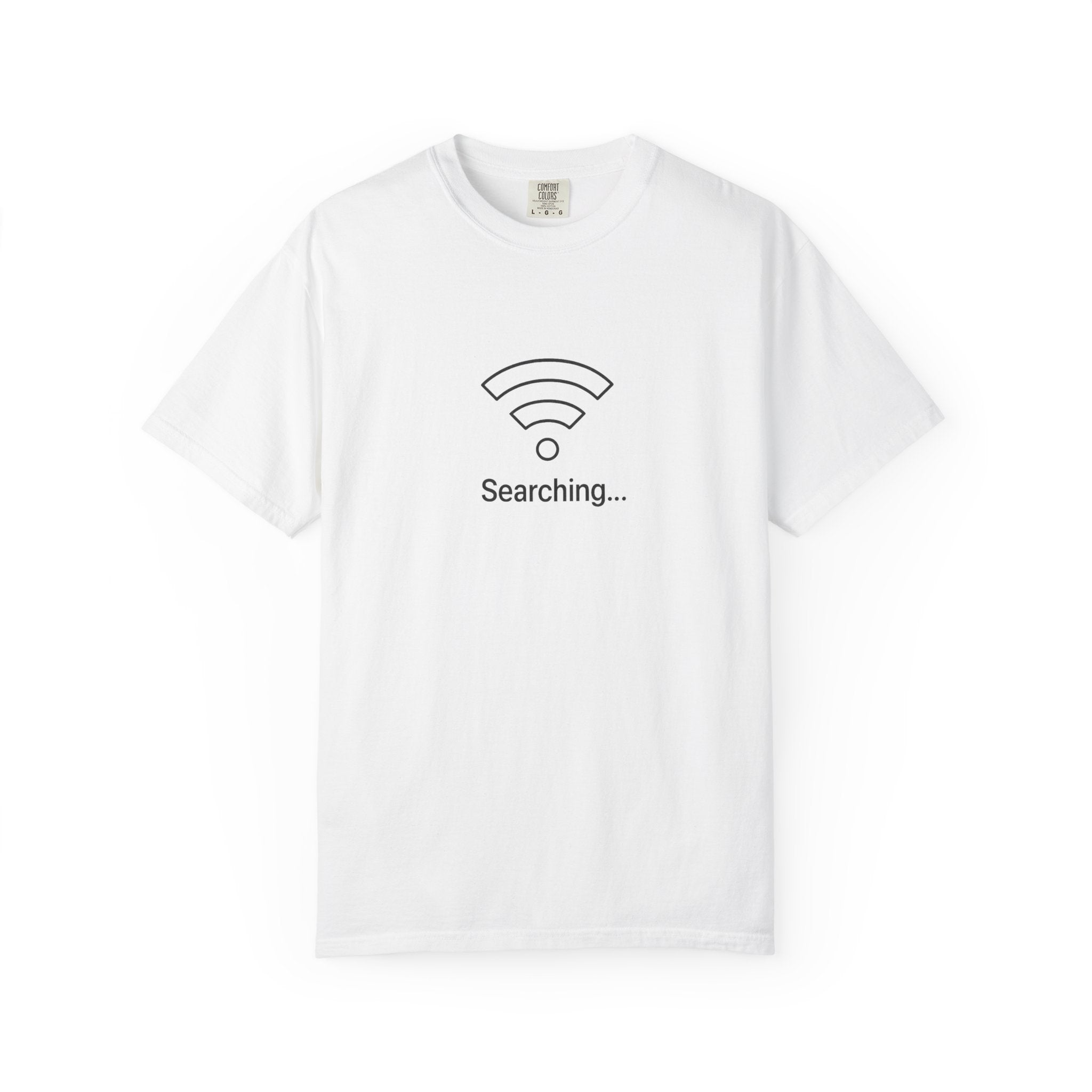 Searching... Unisex Garment-Dyed T-Shirt, Playful Techie Gift, Funny WiFi Shirt, Casual Everyday Wear, Tech Lover Apparel