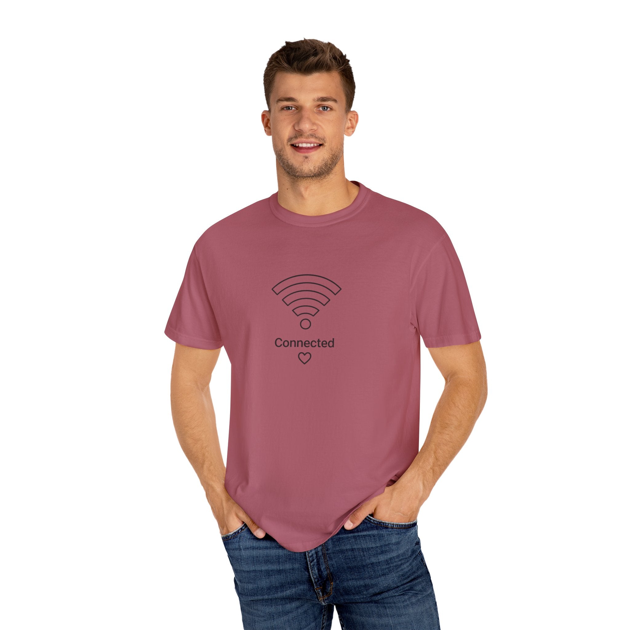 Couple Tee, Wifi, Connected, Unisex Garment-Dyed T-shirt