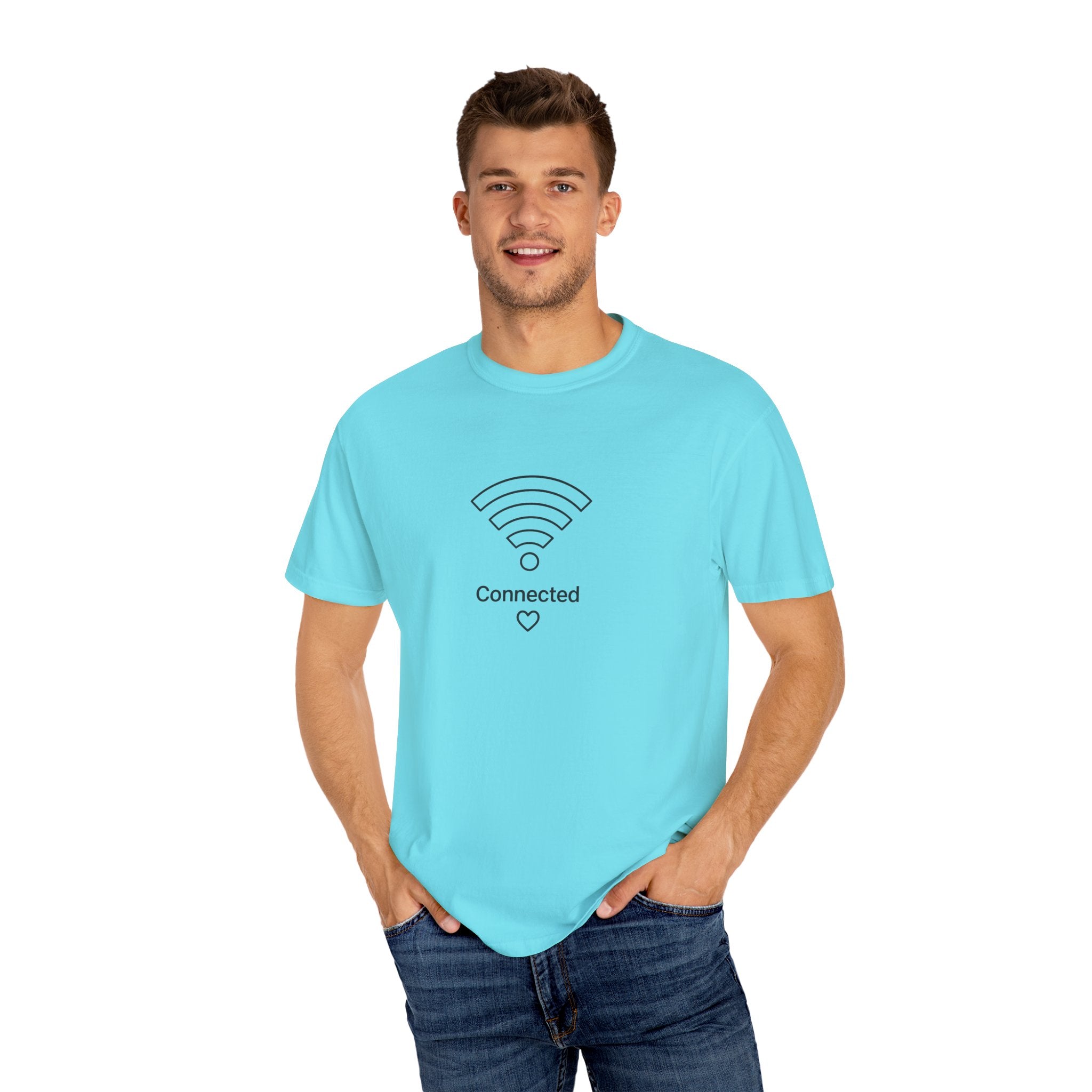 Couple Tee, Wifi, Connected, Unisex Garment-Dyed T-shirt