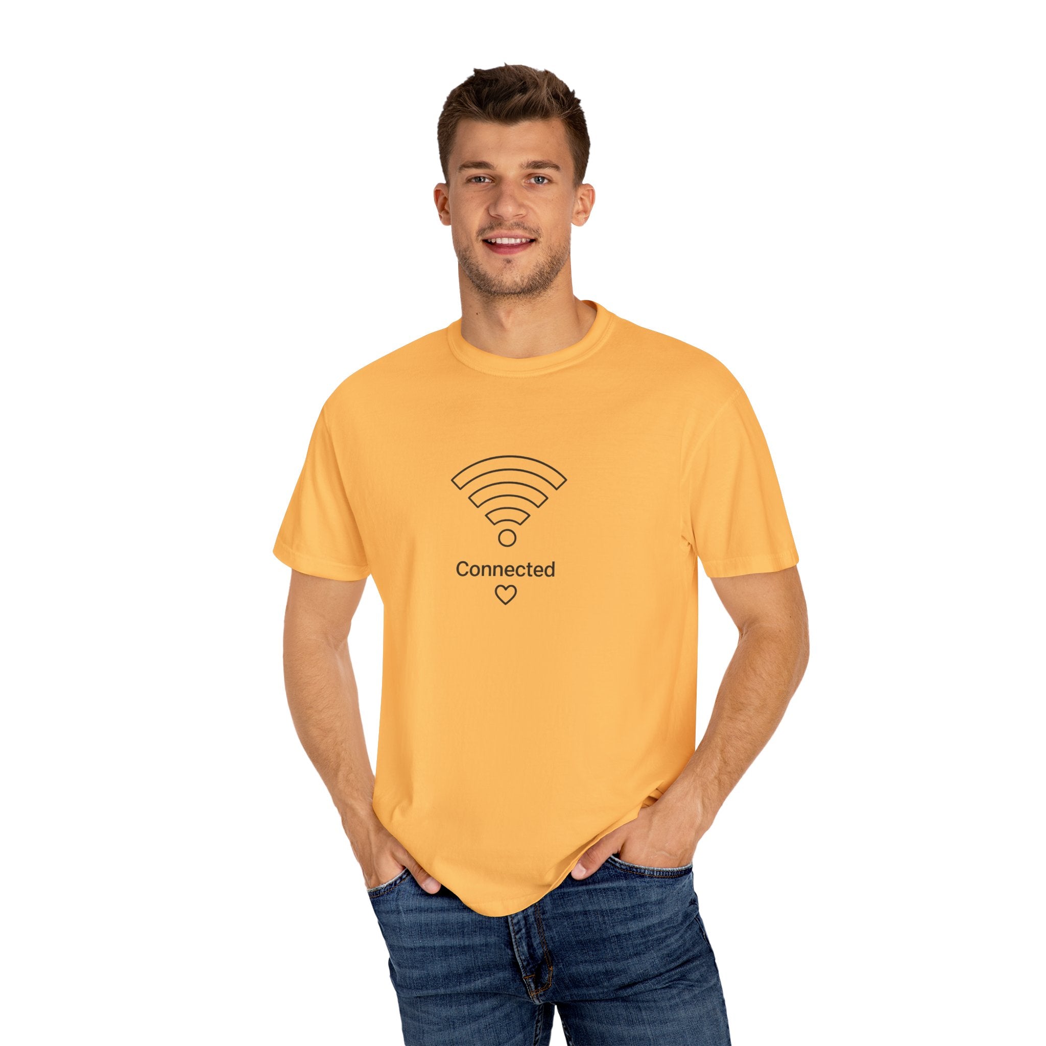 Couple Tee, Wifi, Connected, Unisex Garment-Dyed T-shirt